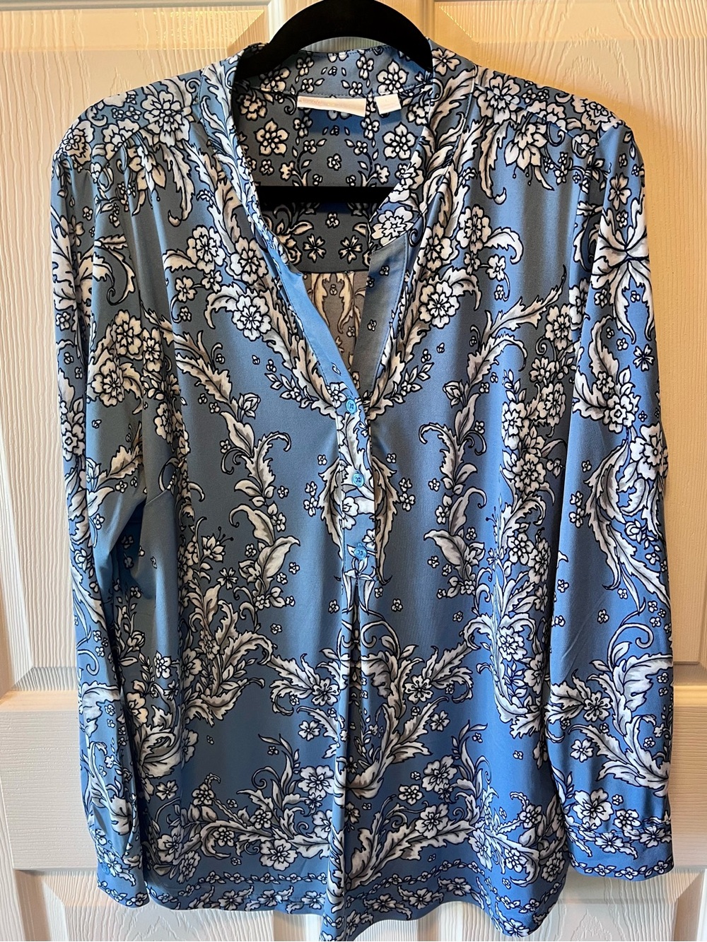 💙Belle by Kim Gravel Blue Floral Paisley Tunic Top Size Large QVC Boutique💙 - Picture 2 of 11